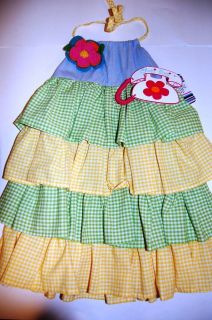NWT Boutique Chatti Patti Girl Yellow Green Halter Ruffle Dress Sz 2T