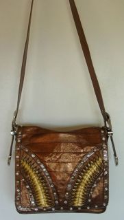 LUCK and CHARM Bronze Faux Leather Shoulder Flap Bag Purse Handbag