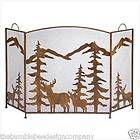   Forest Fireplace Screen Wrought Iron NEW Cabin Style Deer Pines Decor