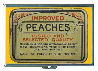 Vintage Condom Tin Peaches ID Holder, Cigarette Case or Wallet MADE 