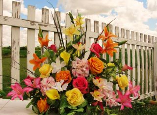 Day Lily Silk Church Arrangements Wedding Roses Altar Vases Receptions 