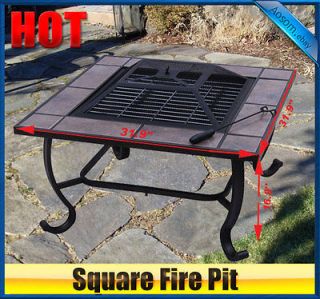   Square Patio Backyard Metal Fire Pit Heater Stove Firebox Fireplace