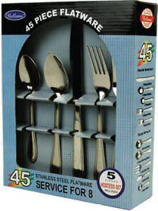   Stainless Steel 45 pc Flatware Set Kitchen Silverware Gift Serves 8