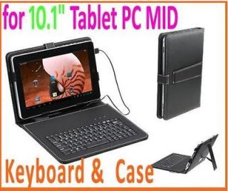 USB Keyboard & Leather Cover Case Bracket Bag for 10.1 Tablet PC MID 