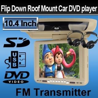 Beige 10.4 Flip Down Car TV DVD Player Ceiling HD Monitor 32 bit 