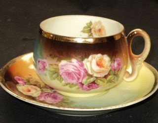 Vienna Austria Bohemian ROSE Roses Vintage Tea cup and saucer Teacup