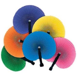 12 ~ Solid Color FOLDING FANS ~10 ~ Paper / Plastic Handle ~New~FREE 