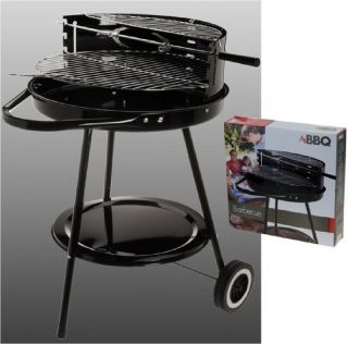   ROUND PORTABLE GARDEN BARBEQUE WHEEL BARREL CHARCOAL BBQ GRILL 674105