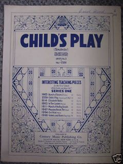 Vintage Sheet Music  CHILDS PLAY Behr 1925 Piano Solo