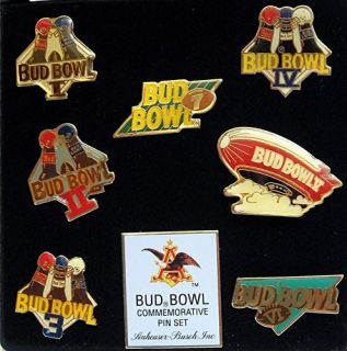 An Busch Beer Bud Bowl 1 7 Pins Cased Set Old Stock