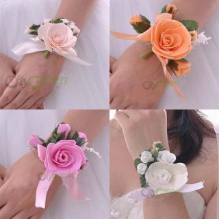 New Elegant Rose Flower Wedding Bridal Bridesmaids Wrist Corsage 4 