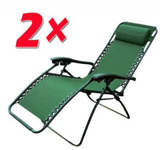   Green Zero Gravity Chairs Folding Patio Pool Recliner Lounge Chair