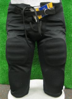 Youth Black Football Pants Integrated with 7 Pads Set Sewn In All in 