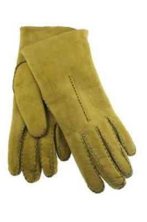   NEW Green Shearling Lined Classic Length Leather Gloves Outerwear 7.5