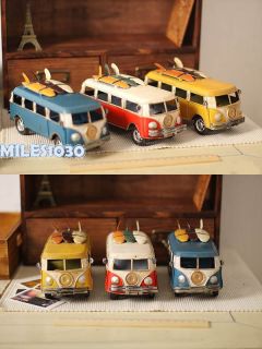 Vintage Handmade Handicraft Iron Tin Art Toy 1960s VW Kombi Van Bus 