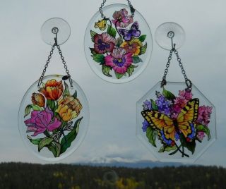 Amia Stained Glass Look Beveled Flowers/Butter​fly Collection Ind 