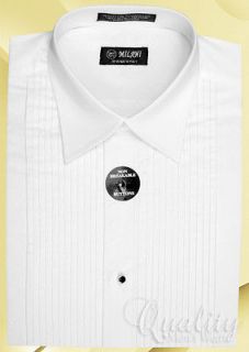 Milani 1/4 Inch Pleat Tuxedo Shirt White 16.5 32/33 Convertible Cuffs 