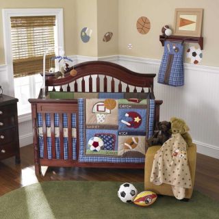 Sports Nursery Themed Blue Baby Boy Infant Football Discount Crib 