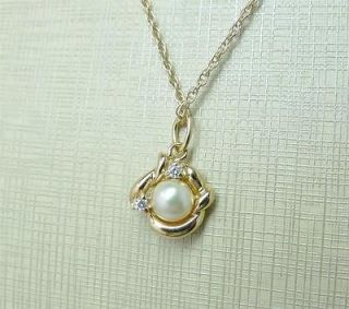   18k Gold Over St.Silver REAL Freshwater Cultured PEARL Pendant+Chain