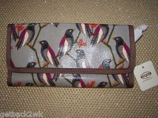 NEW♥ Fossil Bird Jewelry Roll Bag Key Per $40 Retail Coated Canvas