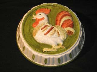   Vintage HANDPAINTED FRENCH ROOSTER CERAMIC KITCHEN MOLD  MINT NWL
