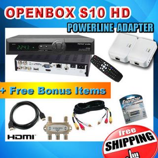 Openbox S10 Mini HD PVR FTA Receiver Open Box + 2X Powerline Adapter 