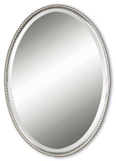 Framed Oval Wall/Bathroom/Beaded Beveled Mirror 22x32