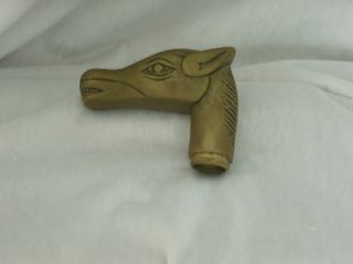   vintage brass horse head animal walking cane stick head memorabilia