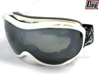   Medium BUG Ski Snowboard Goggles Shiny White/ Black Flash MIRROR 54031