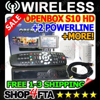 NEW OPENBOX S10 HD FTA RECEIVER OPEN BOX + 2X POWERLINE