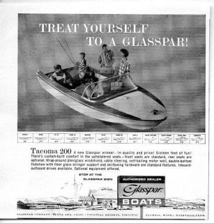 1964 Vintage Ad Glasspar Tacoma 200 16 Boats Treat Yourself
