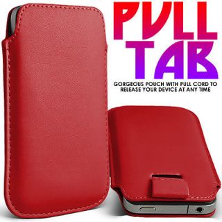 RED PU LEATHER SLIDE IN PULL TAB CASE FOR SAMSUNG GALAXY PLAYER 3.6