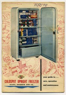 Vintage 1950s  COLDSPOT Upright Freezer User Guide Booklet 