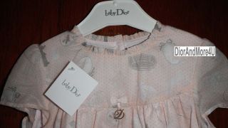 NWT BABY DIOR toddler girl Rose Lady dress shell pink gold D charm 