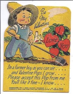   Valentine Farmer Boy Grows Valentine Pops Uses Garden Hoe CUTE