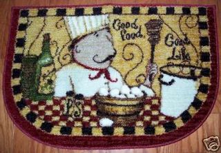   FOOD GOOD LIFE Bistro Fat Chef Area Rug Kitchen Chefs Decor Rugs NEW