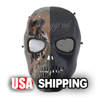 Skeleton Skull Full Face Mask Army Airsoft Paintball BB Gun Game 