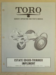 TORO ESTATE EDGER TRIMMER OWNERS, OPERATING AND PARTS MANUAL IMPLEMENT