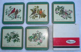 SET OF 5 PIMPERNEL COASTERS, Garden Birds Pattern, Made in England