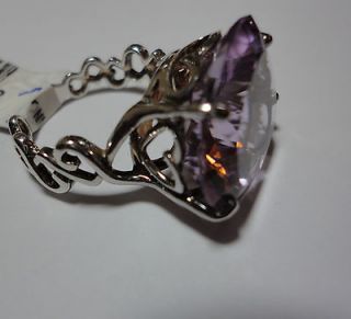CT. LILAC QUARTZ FLOATING HEART RING~ MADE IN THAILAND~ NWT ~ SIZE 