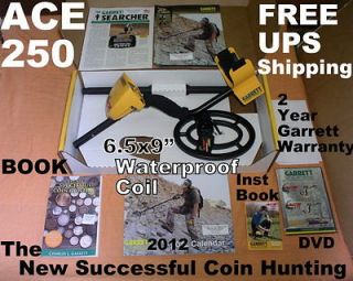 ACE 250 Garrett Metal Detector with Waterproof Coil * Book * FREE UPS 