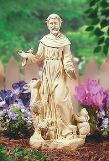   ST FRANCIS of Assisi STATUE Art Resin Stone Look lawn garden Sculpture