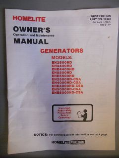   Factory Owners Manual Generators EH2500 HD 5500 HD 4000 HD 5000 HD