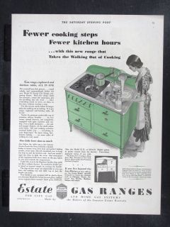 1931 ESTATE GAS RANGES Green Model K Kitchen Range Stove magazine Ad 