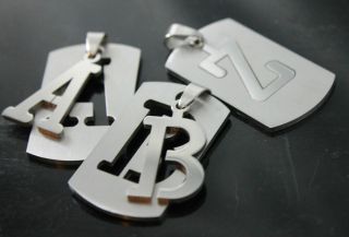 DOG TAG ARMY Pendant A to Z Stainless Steel Initial Letter Necklace 