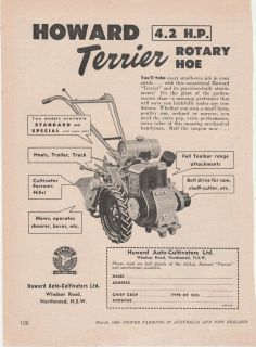 Vintage 1956 HOWARD TERRIER GARDEN TRACTOR Advertisement ROTARY HOE