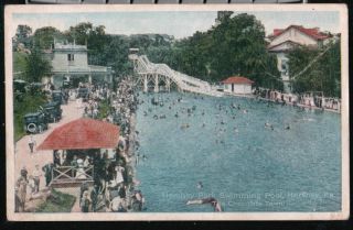 HERSHEY PA Swimming Pool Slide Bathers Vtg Postcard PC