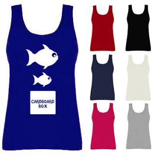 Womens Big Little Fish Cardboard Box Vest Tank Top NEW UK 8 18