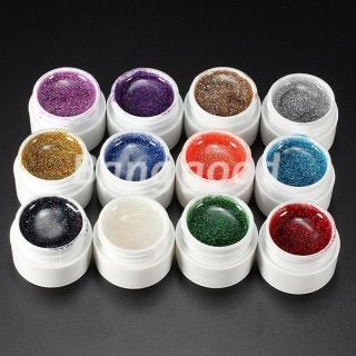   Mix Nail Art Tip Design False French Glitter UV Gel Builder Polish Set