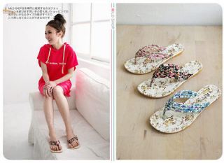 NEW Womens Japanese Korean Fashion Style Floral Prints Flat Flip Flops 